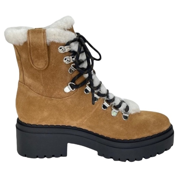 Marc Fisher Nalina Tan Leather Fur Tim Womens Ankle Boots Size 6.5M - Picture 3 of 10